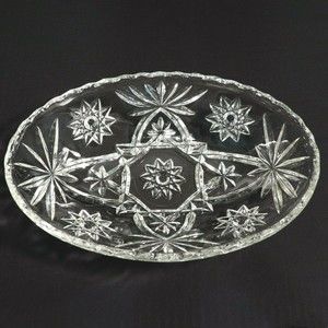 Anchor Hocking VTG Starburst Cut Star of David Oval Nut Candy Relish Dish Bowl